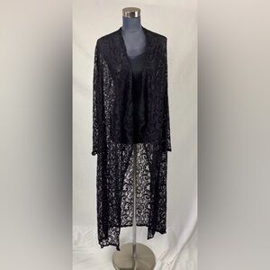 Elegant Black Lace Long Sleeve Women’s Maxi Cardigan